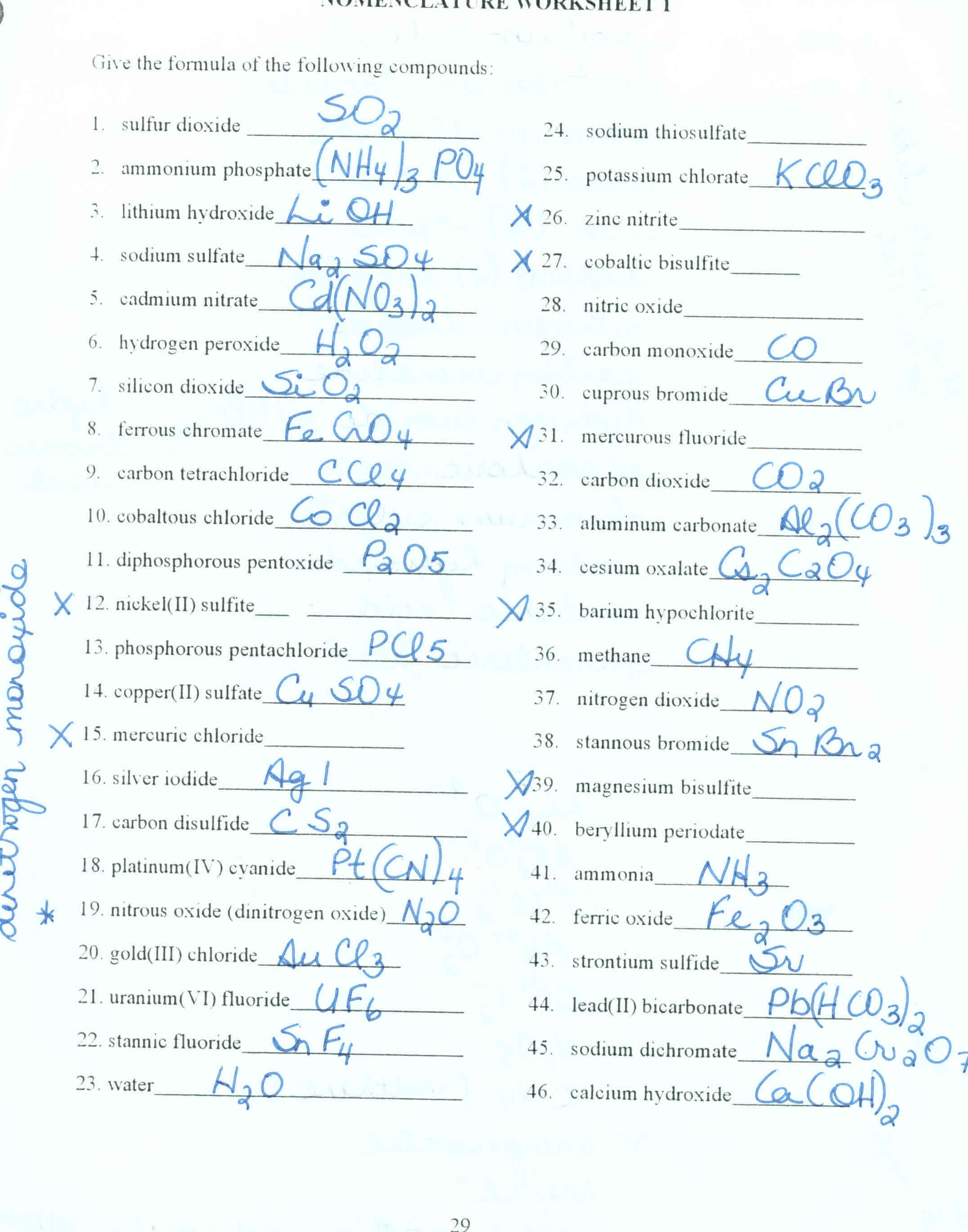 Mixed nomenclature review With Regard To Naming Molecular Compounds Worksheet Answers